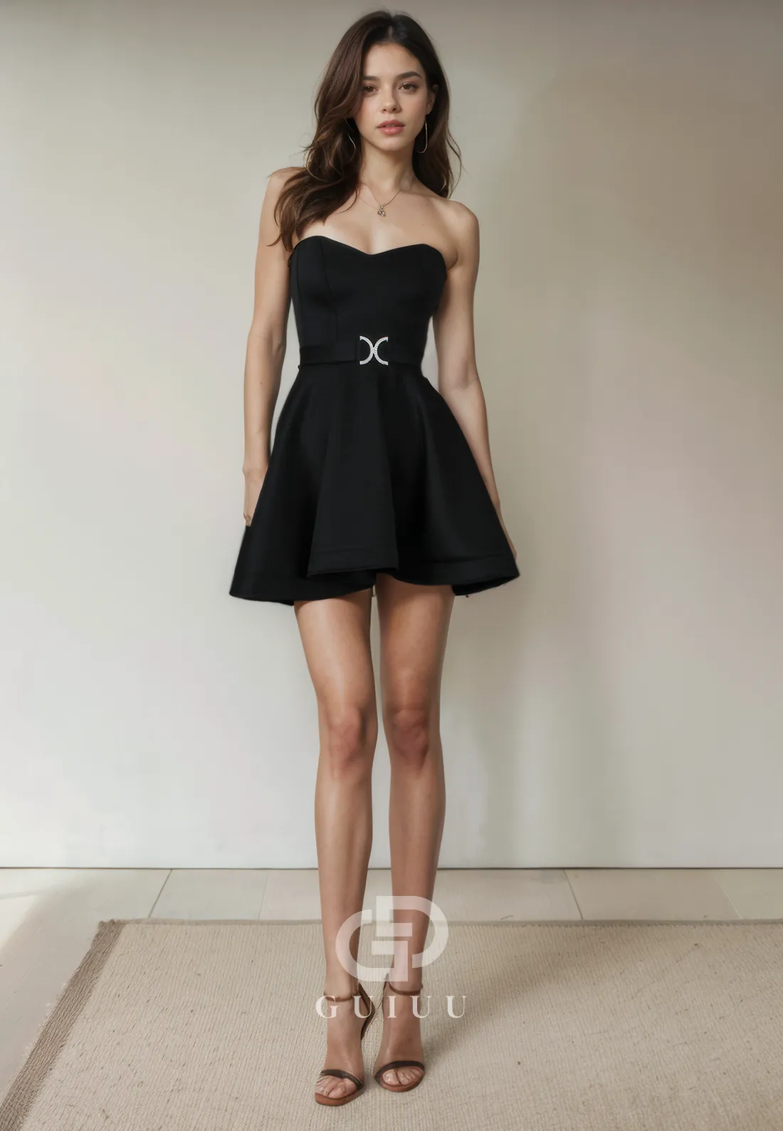 A-Line Strapless Sleeveless Back Zipper Crystal Short Homecoming Dress