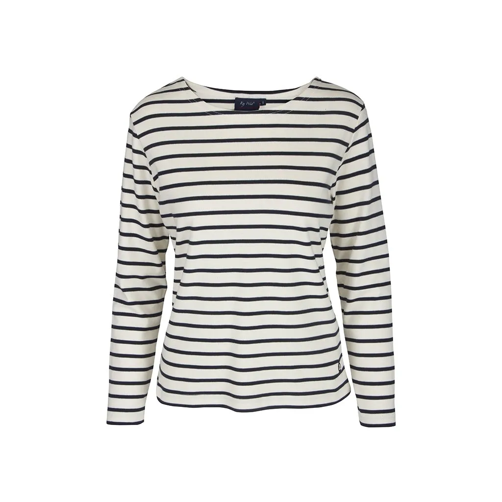 Antibes Striped Long Sleeve Tee - Ecru/SR Navy