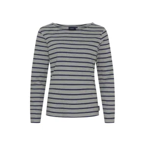 Antibes Striped Long Sleeve Tee - Grey Melange / SR Navy