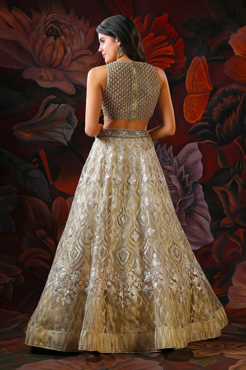 Beige Lehenga with Stylish Top