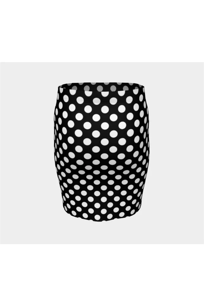 Black & White Polkadot Fitted Skirt