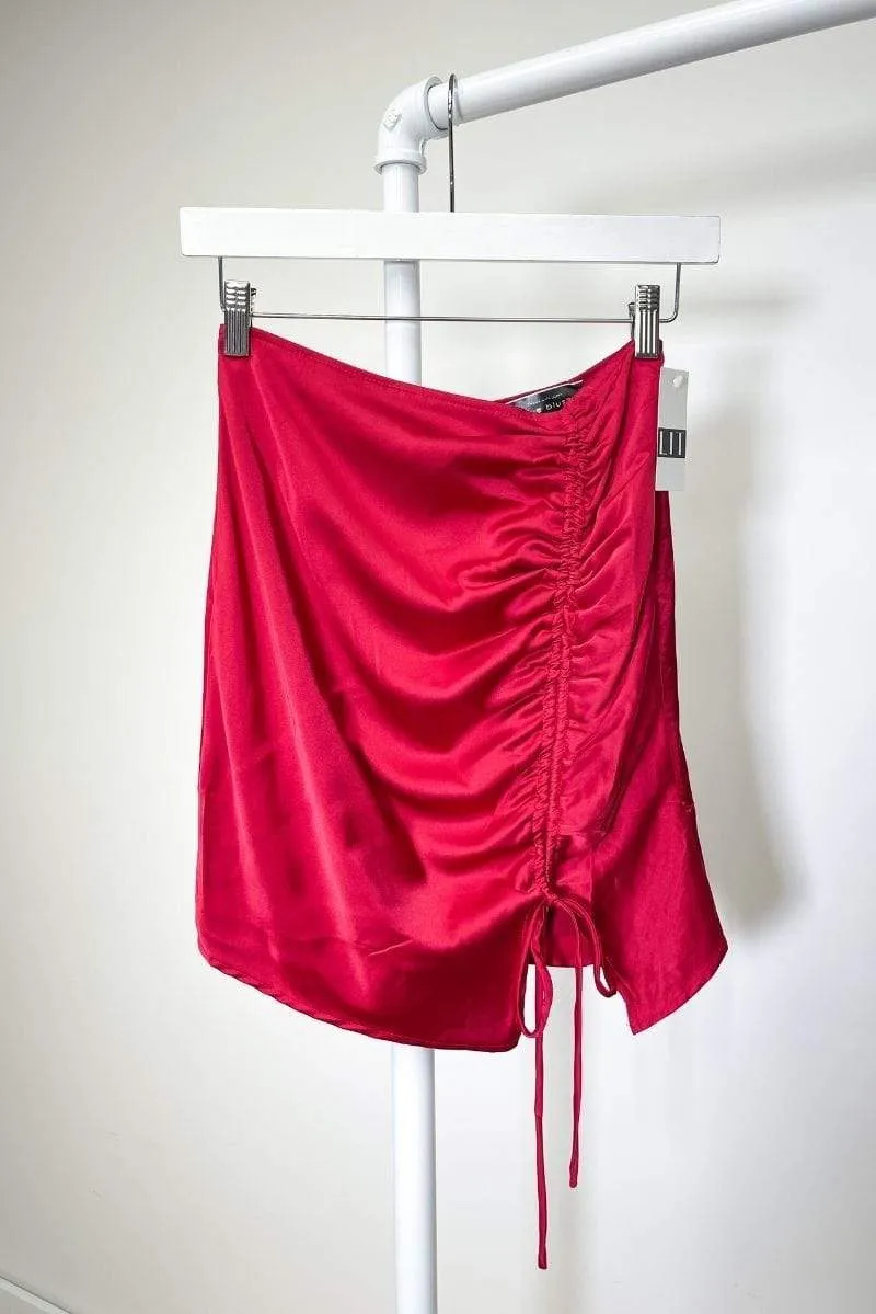 Bryleigh Ruched Mini Skirt Red