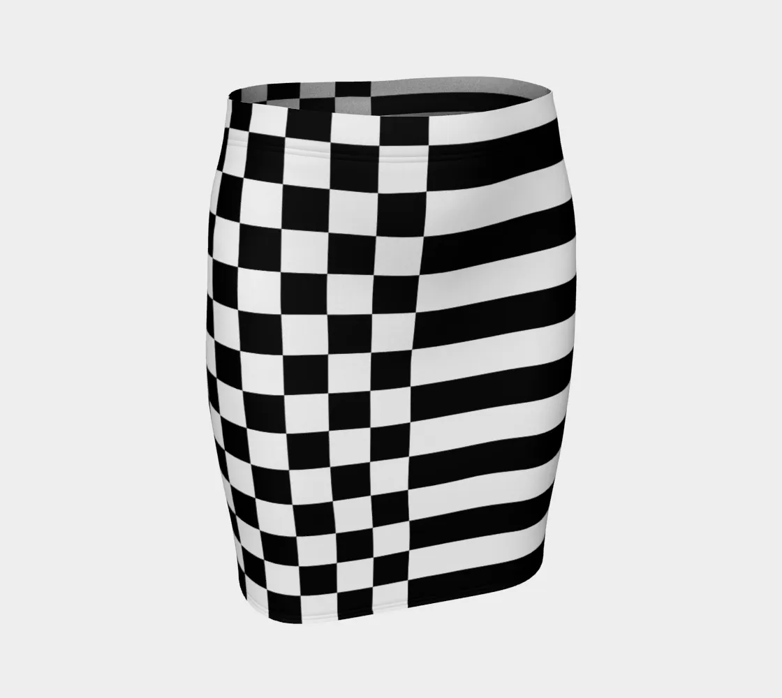 Checkered Striped Fitted Skirt