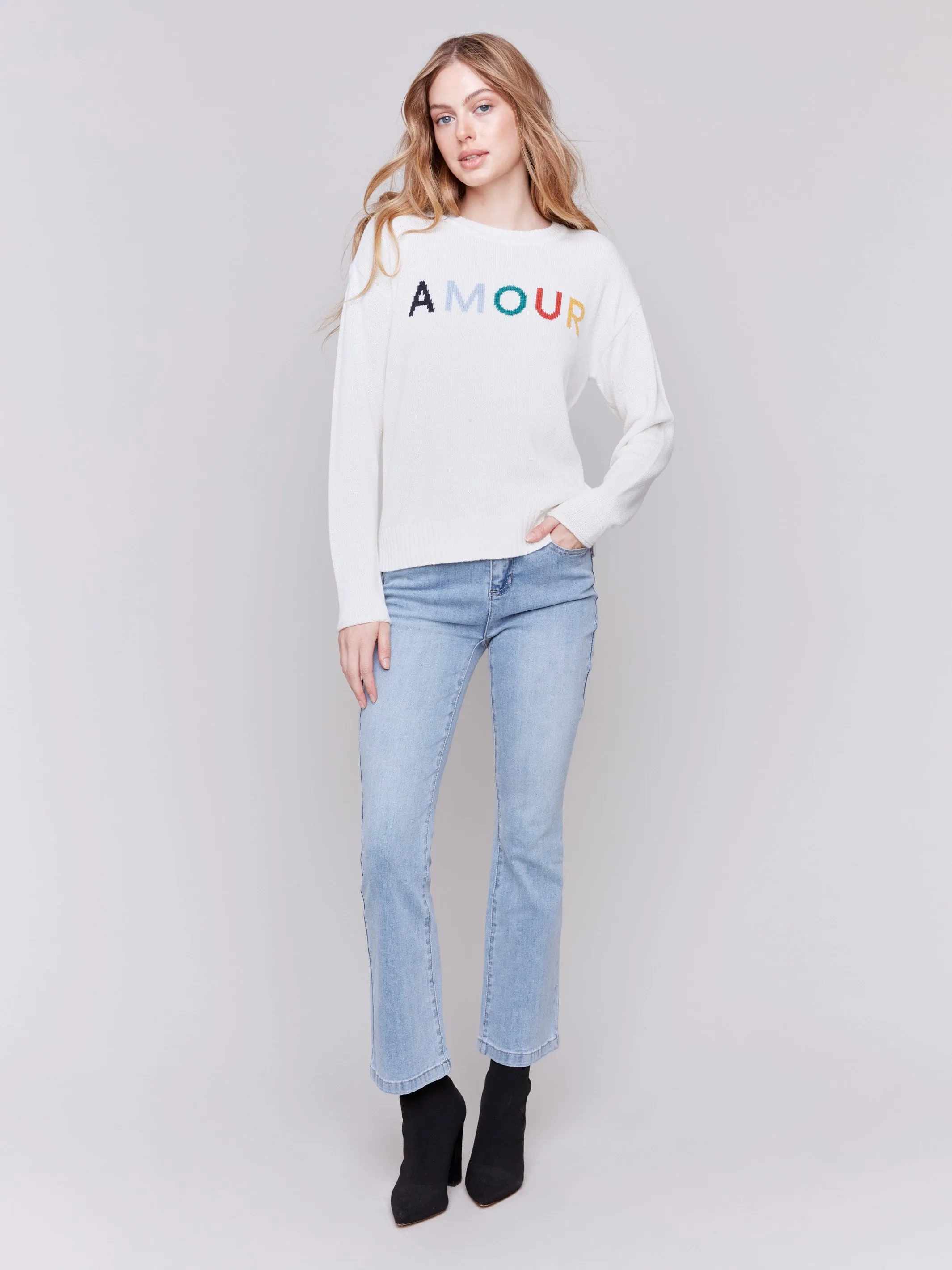 Cotton Blend Amour Sweater - Ecru