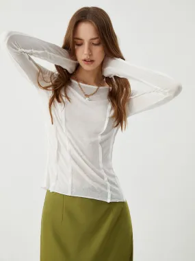 Cotton Pleated Graceful Long Sleeve Top