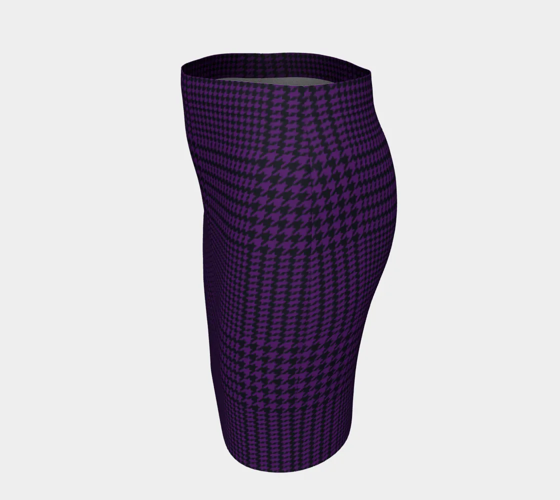 Deep Purple Houndstooth Fitted Skirt