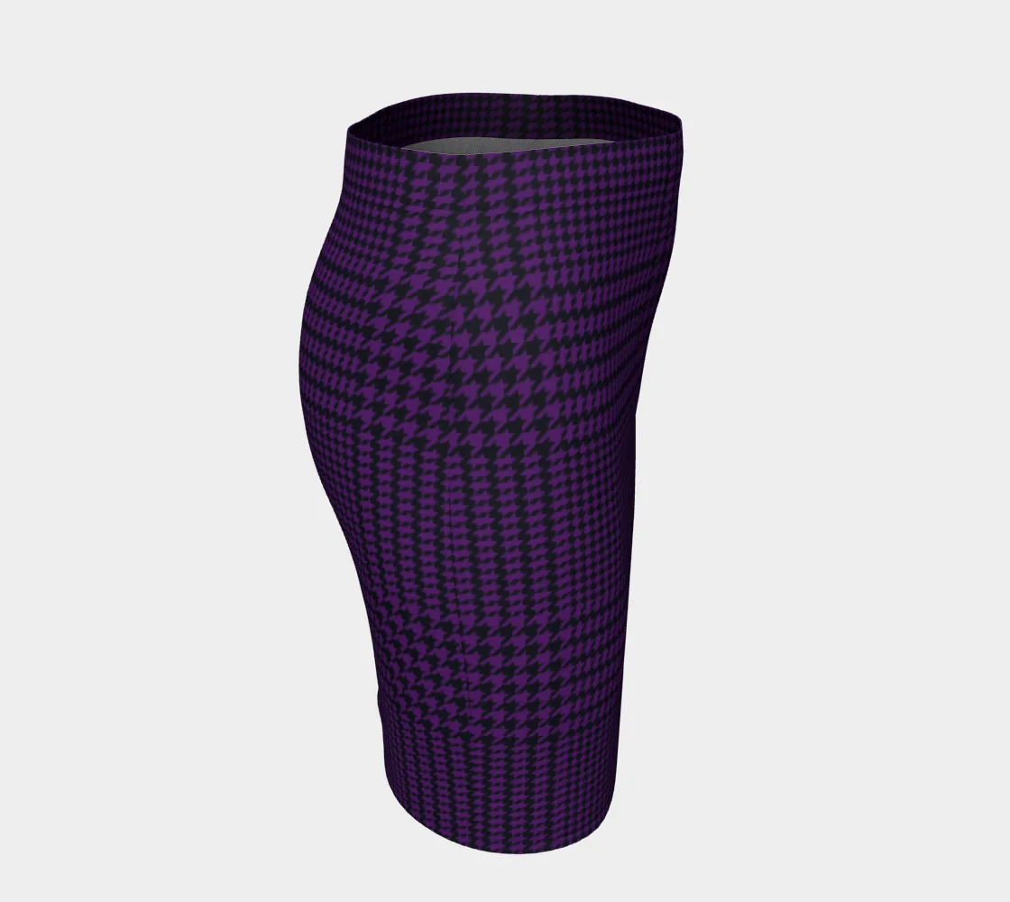 Deep Purple Houndstooth Fitted Skirt