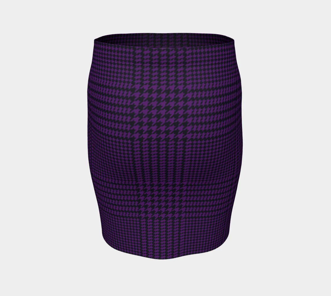 Deep Purple Houndstooth Fitted Skirt