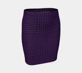 Deep Purple Houndstooth Fitted Skirt