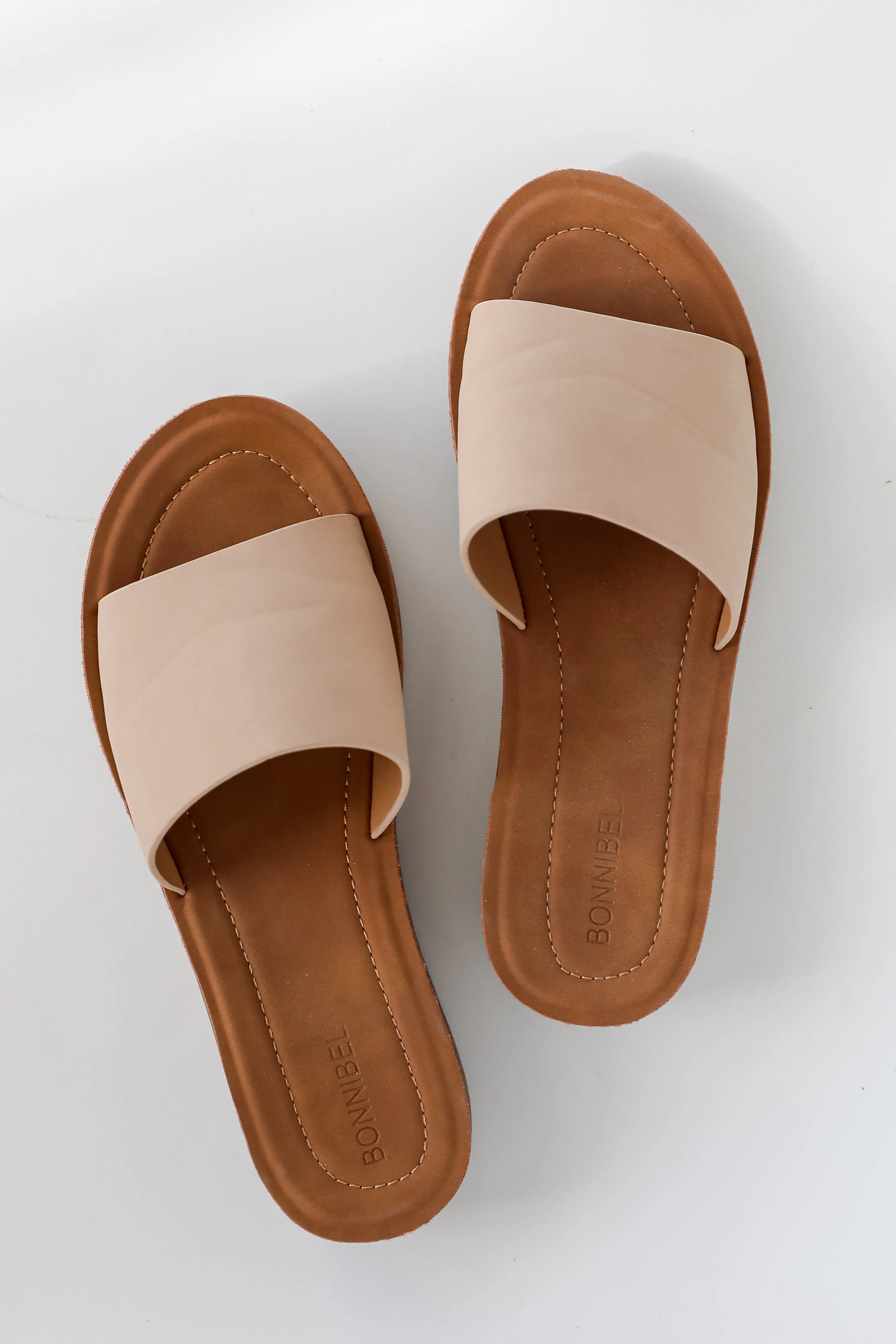 FINAL SALE - Just Wandering Nude Platform Slide Sandals - DU DEAL