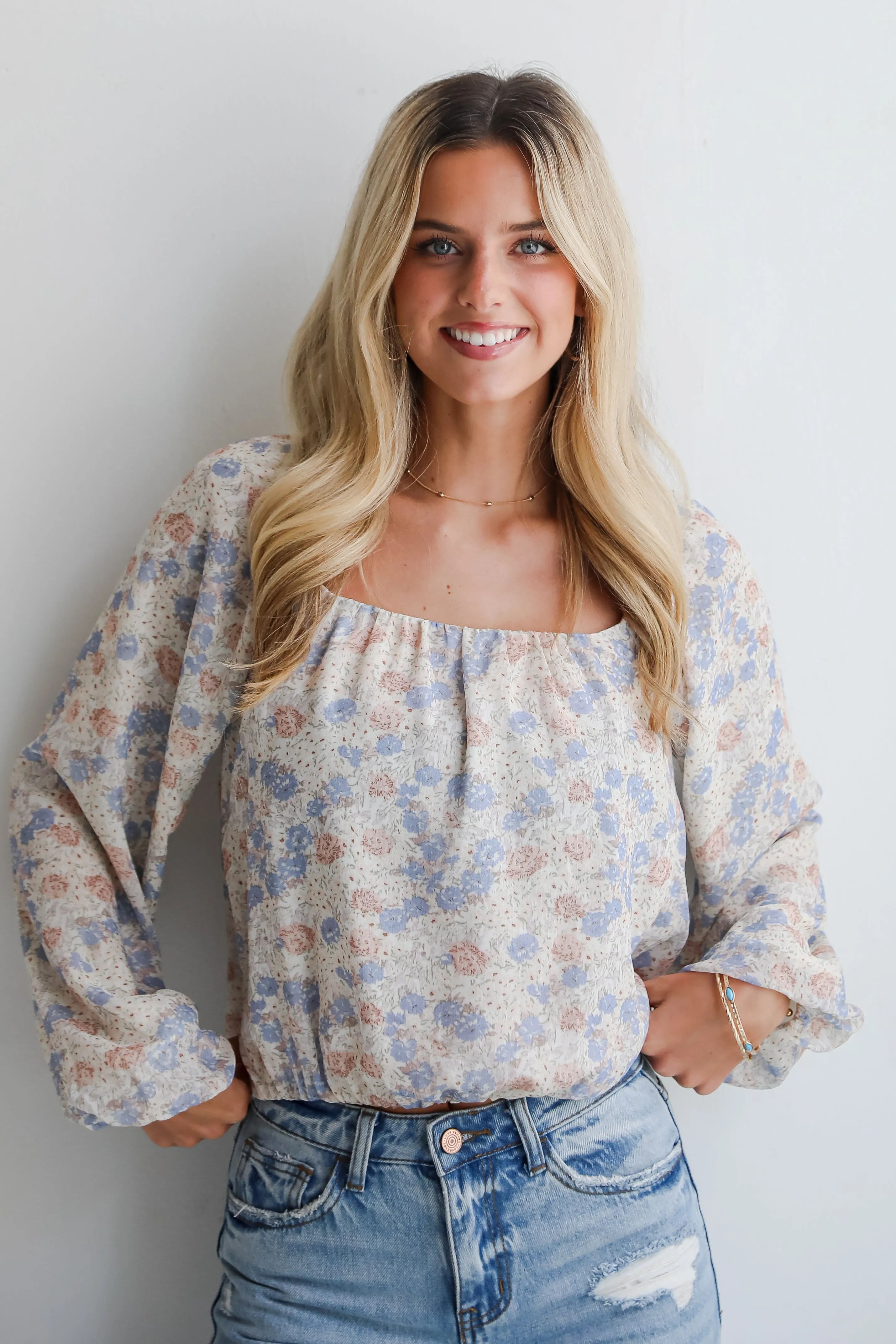 FINAL SALE - Stylish Grace Cream Floral Blouse