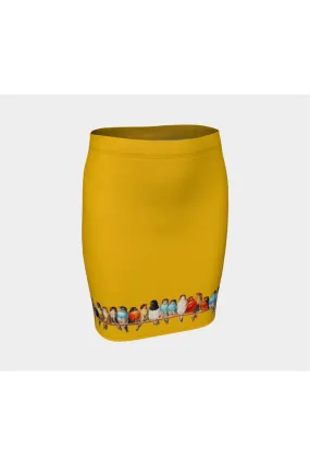 Golden Perch of Birds Fitted Skirt