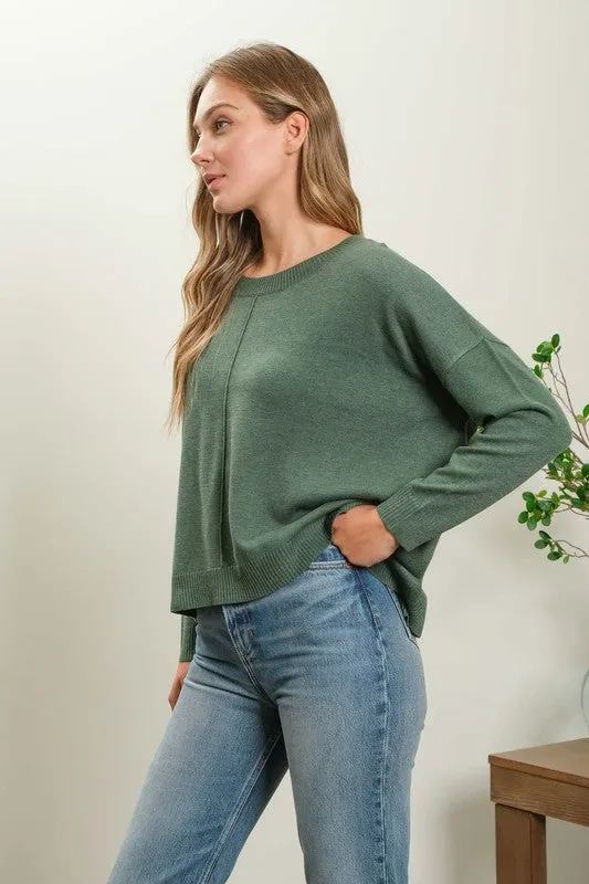 Green Basic Lightweight Sweater