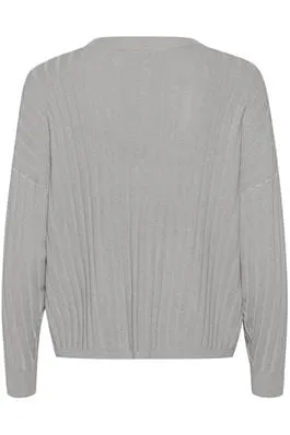 GREY LONG SLEEVE V NECK SWEATER