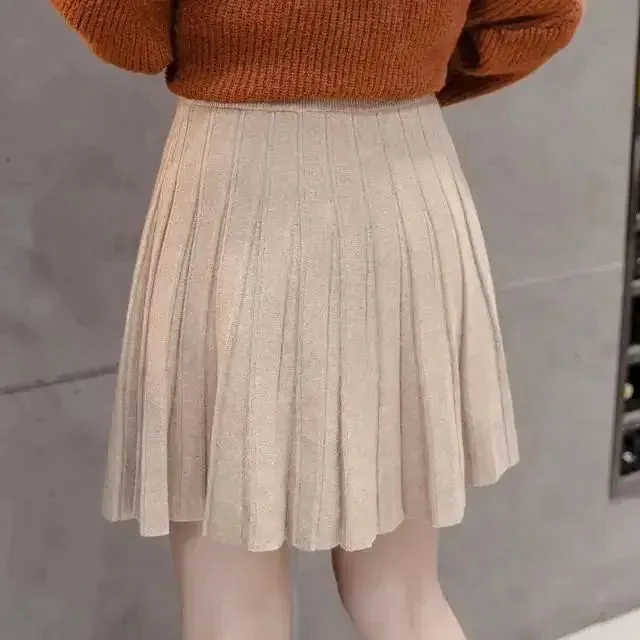 High Waist Knitted Mini Skirt for Women