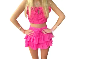 Hot Pink Ruffled Mini Skort