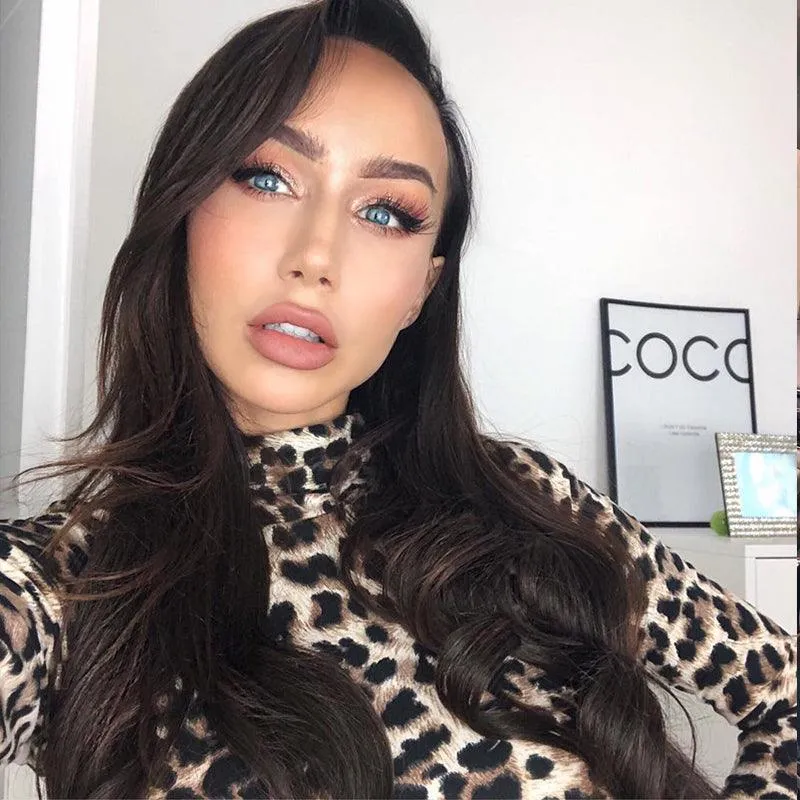 LEOPARD PRINT MOCK TURTLENECK LONG SLEEVE BODYSUIT