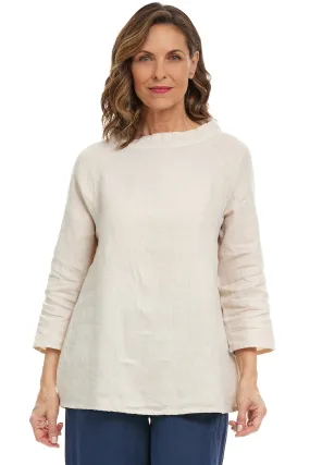 Linen Stand Up Collar Top