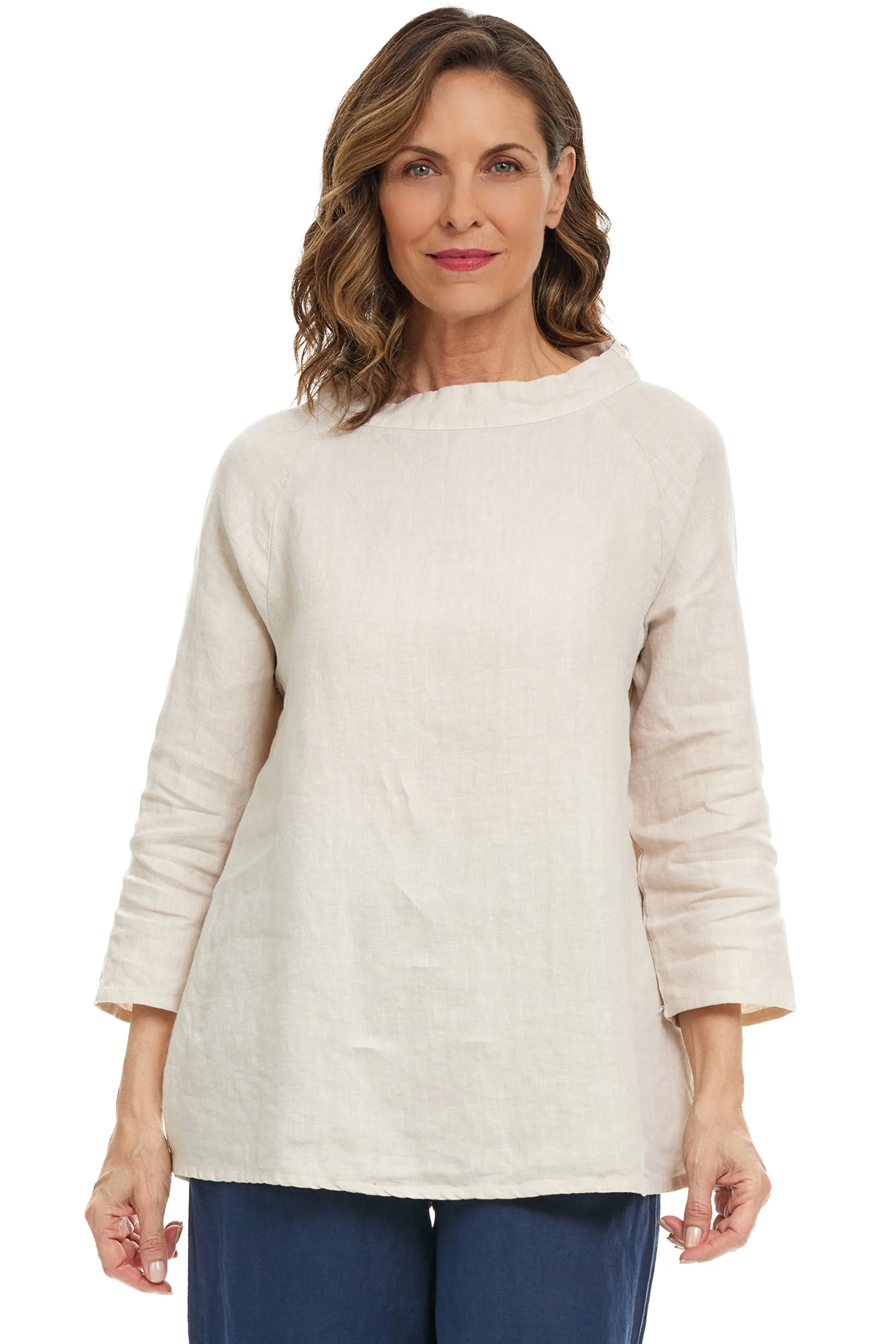 Linen Stand Up Collar Top