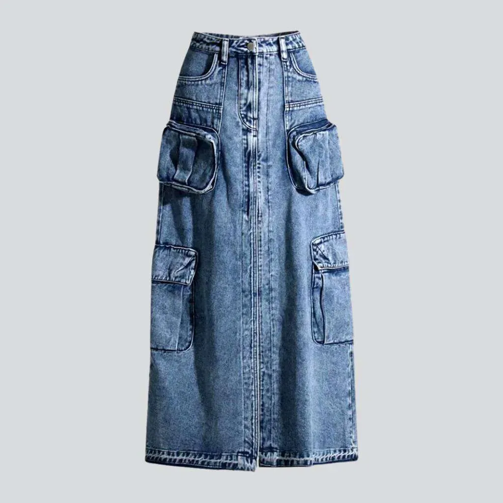 Long vintage jeans skirt
 for women