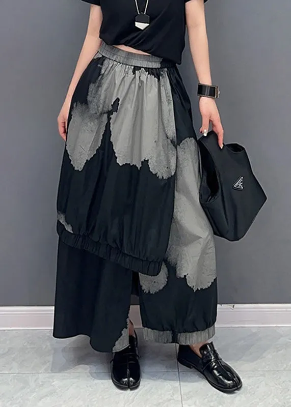 Loose Black Print Maxi Skirts Summer LY4321