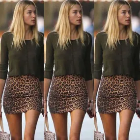 LVSANW 2019 Sexy Women Fashion Leopard Print Sexy Mini Skirt Pleated Seamless Stretch Tight Business Slim Pencil Mini Skirts