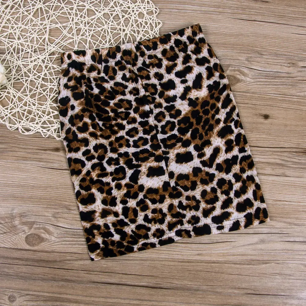 LVSANW 2019 Sexy Women Fashion Leopard Print Sexy Mini Skirt Pleated Seamless Stretch Tight Business Slim Pencil Mini Skirts