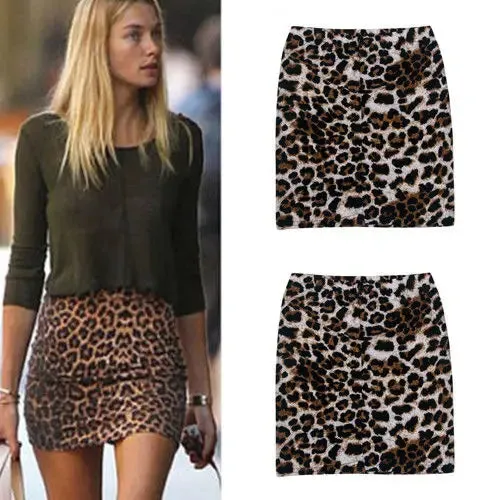 LVSANW 2019 Sexy Women Fashion Leopard Print Sexy Mini Skirt Pleated Seamless Stretch Tight Business Slim Pencil Mini Skirts