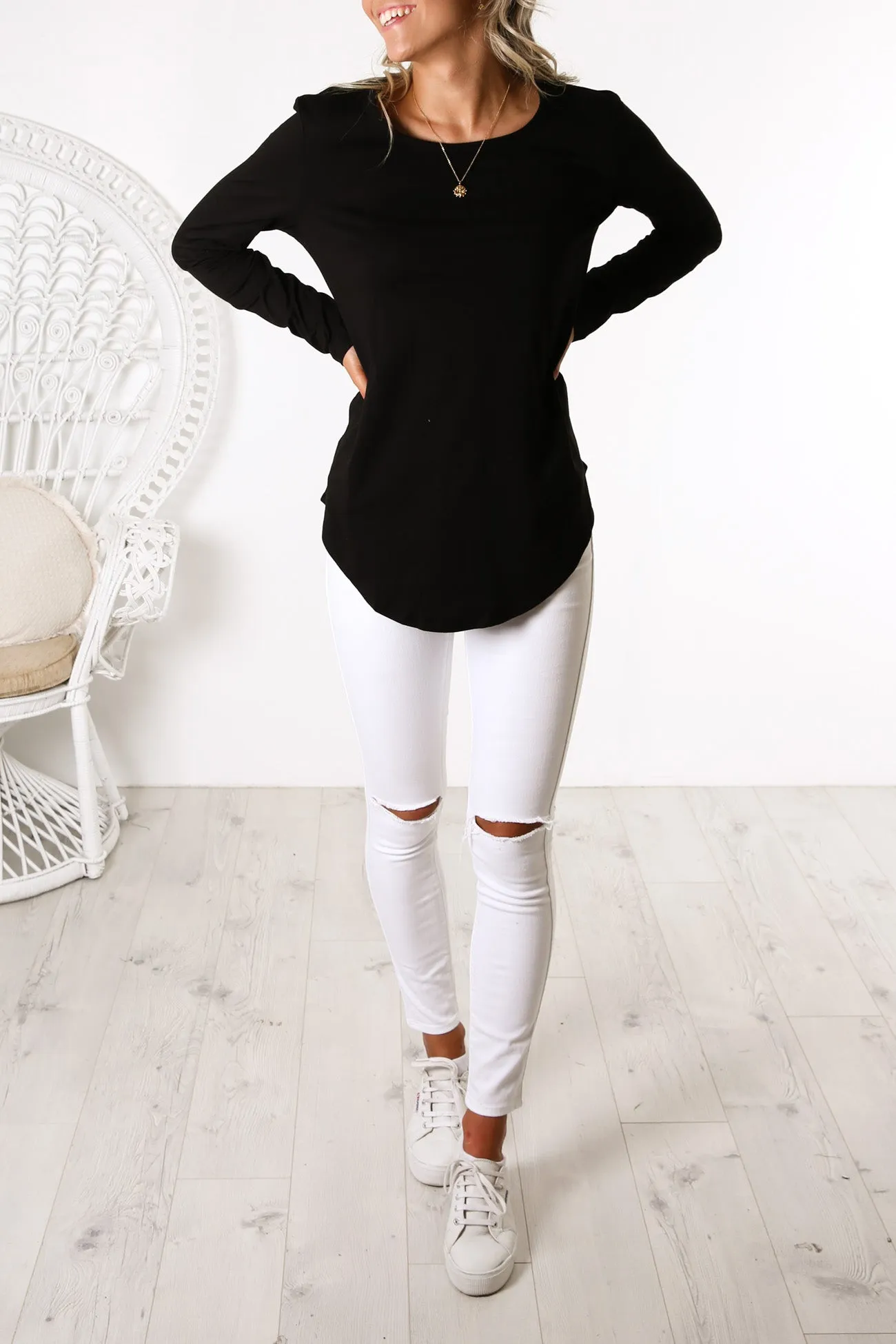 Megan Long Sleeve Top Black