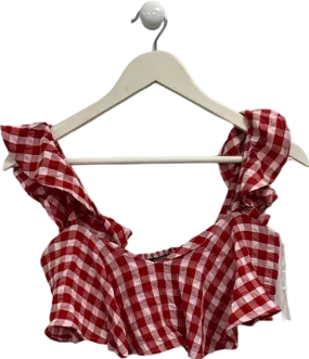 Nasty Gal Red Gingham Frill Crop Top UK XS