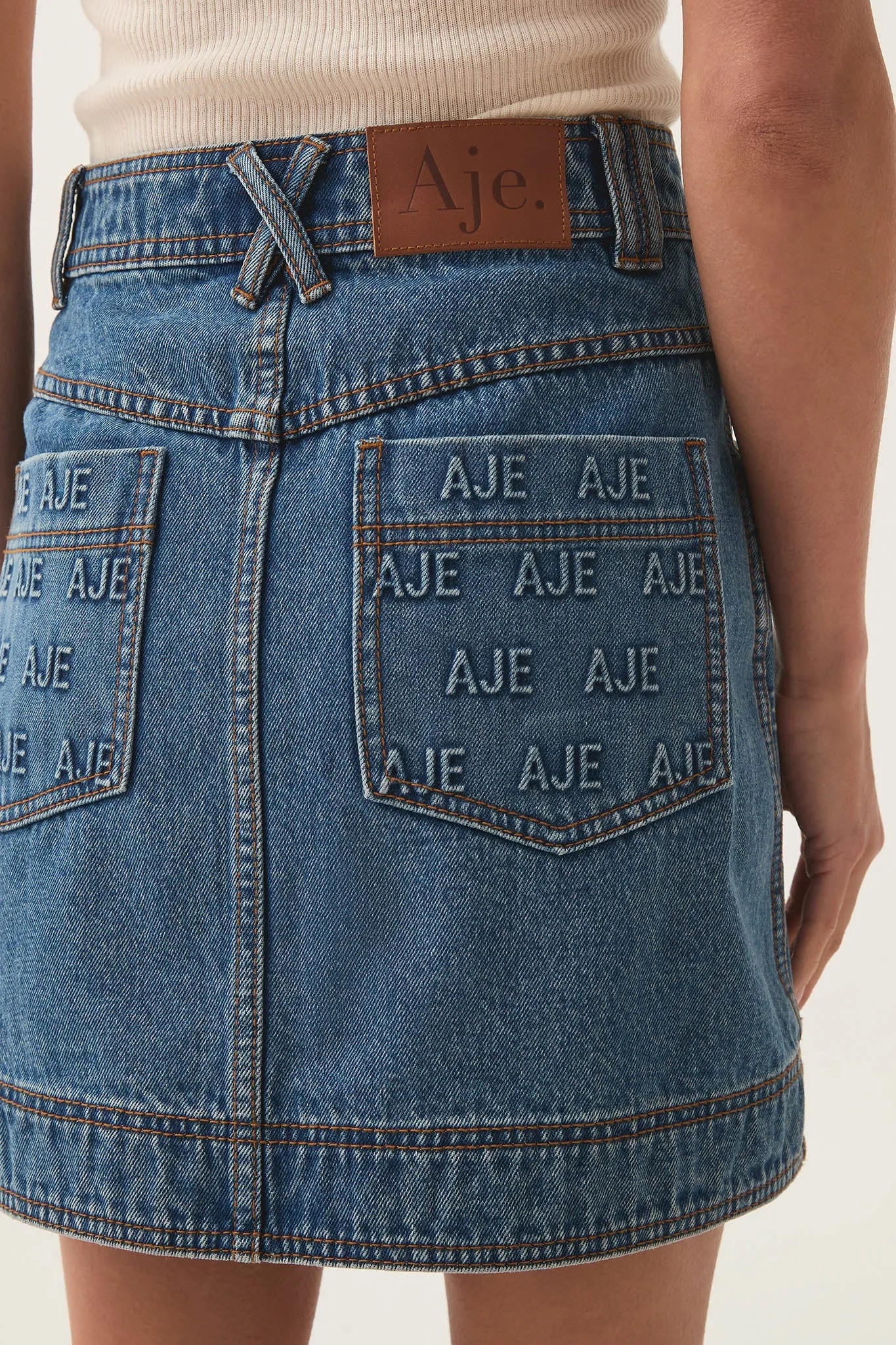 Nika Logo Denim Mini Skirt