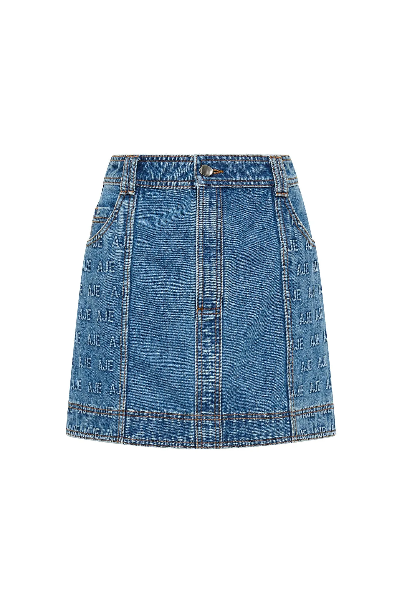 Nika Logo Denim Mini Skirt