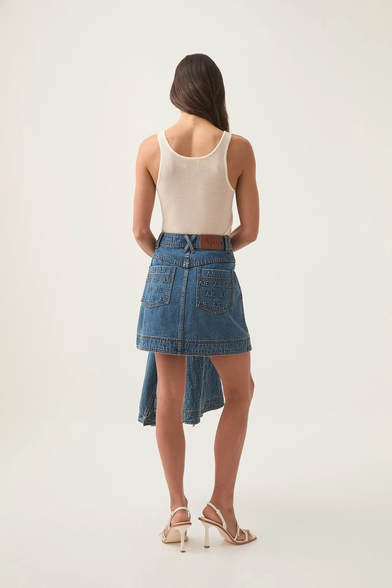 Nika Logo Denim Mini Skirt