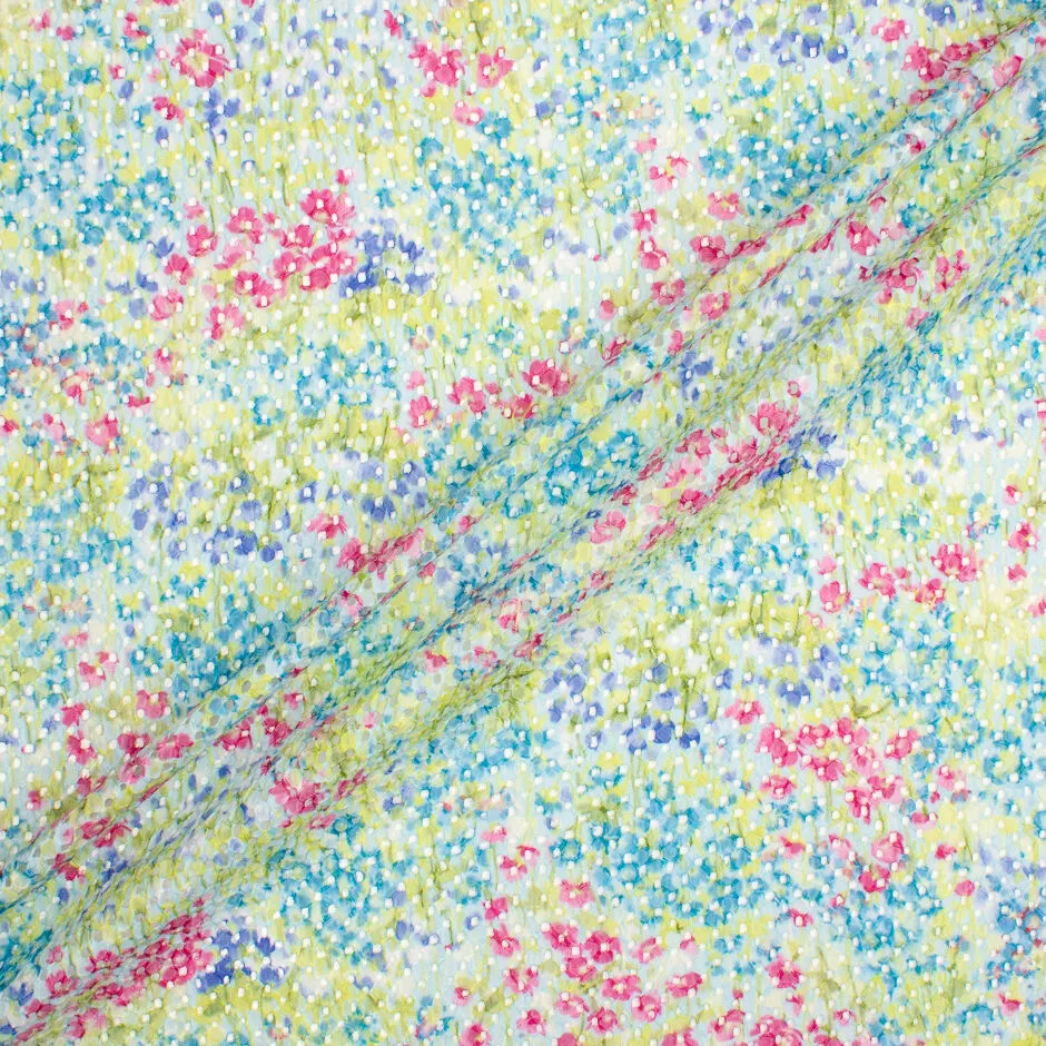 Pastel Floral Printed Embroidered Fabric (A 2.20m Piece)