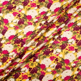 Pink & Ivory Floral Printed Double Silk Satin Crêpe