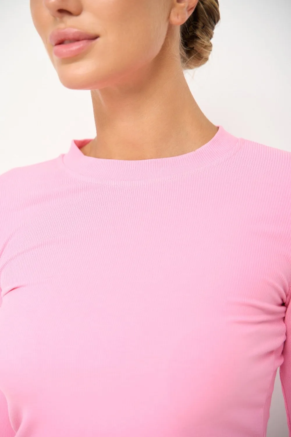 Pink Basic Long Sleeve Top