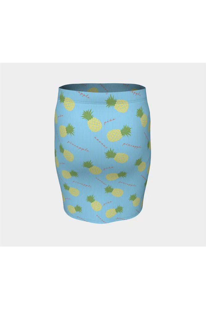 Pinstripe Pastel & Pineapple Fitted Skirt