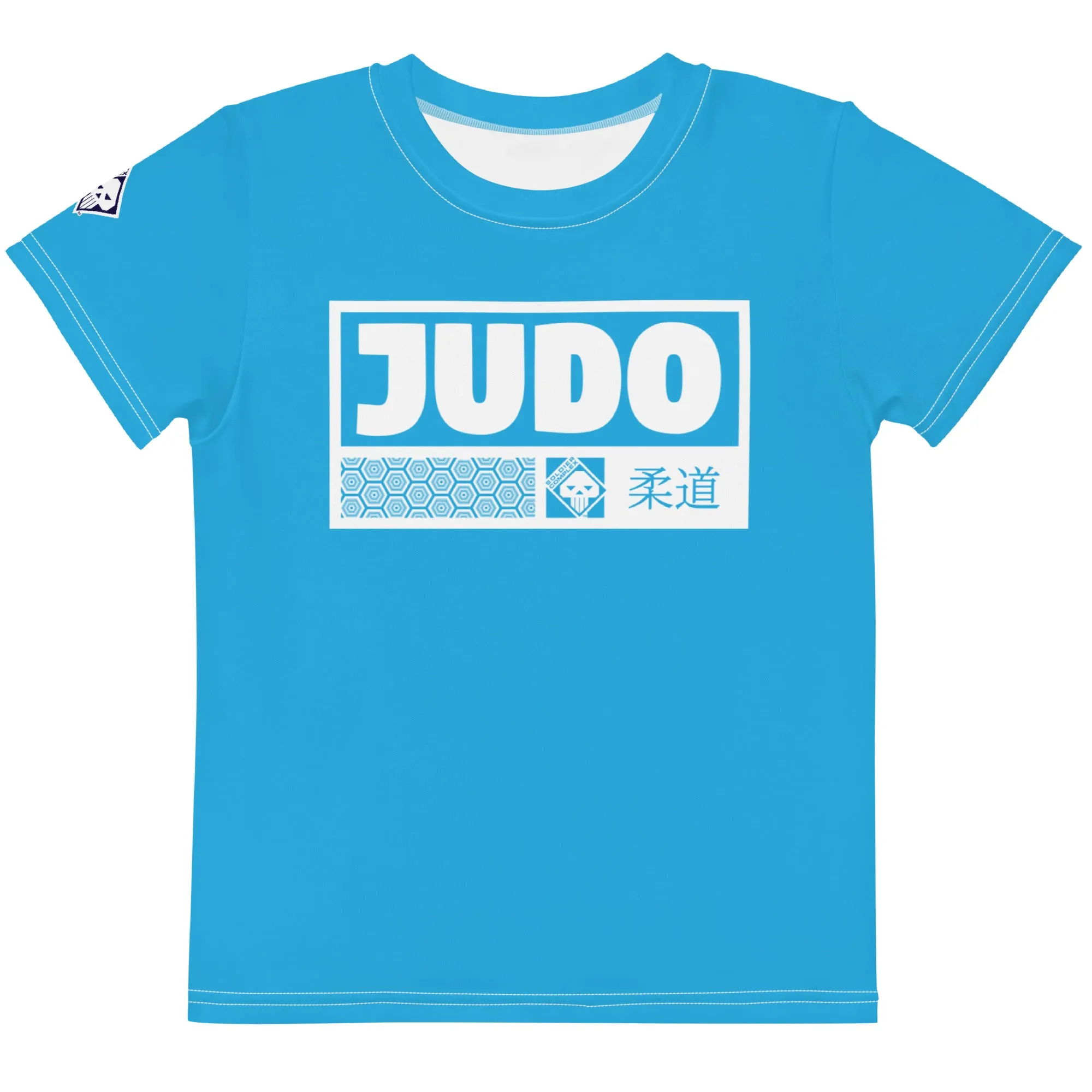 Playful Protection: Girl's Short Sleeve Judo Rash Guard - Cyan