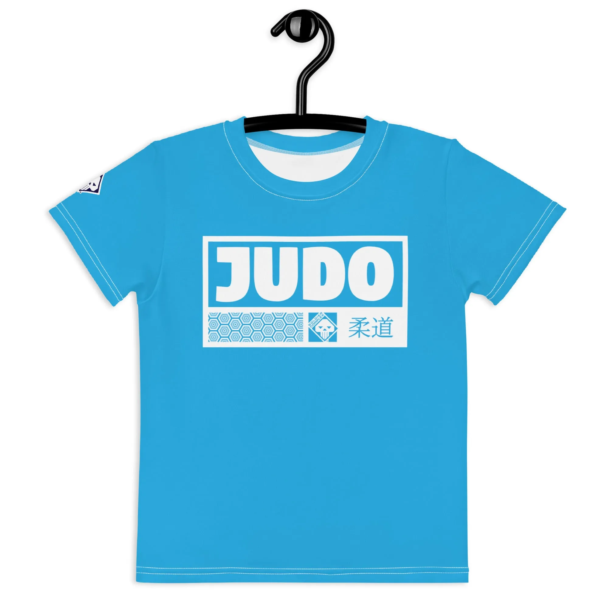 Playful Protection: Girl's Short Sleeve Judo Rash Guard - Cyan