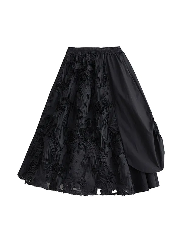 Pleated Solid Color Split-Joint Irregularity Loose Skirts Bottoms