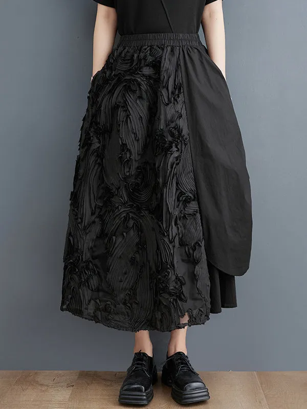 Pleated Solid Color Split-Joint Irregularity Loose Skirts Bottoms