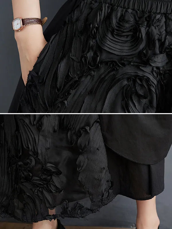 Pleated Solid Color Split-Joint Irregularity Loose Skirts Bottoms