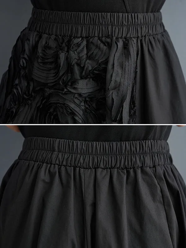 Pleated Solid Color Split-Joint Irregularity Loose Skirts Bottoms