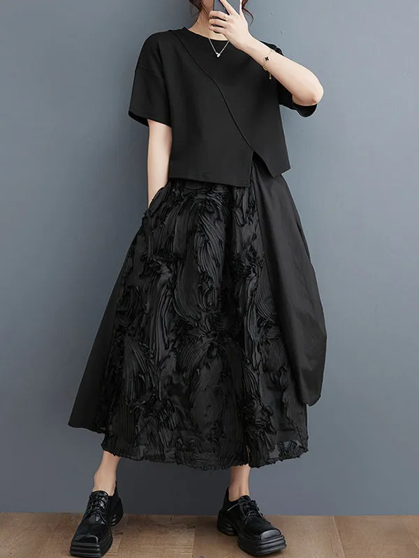 Pleated Solid Color Split-Joint Irregularity Loose Skirts Bottoms