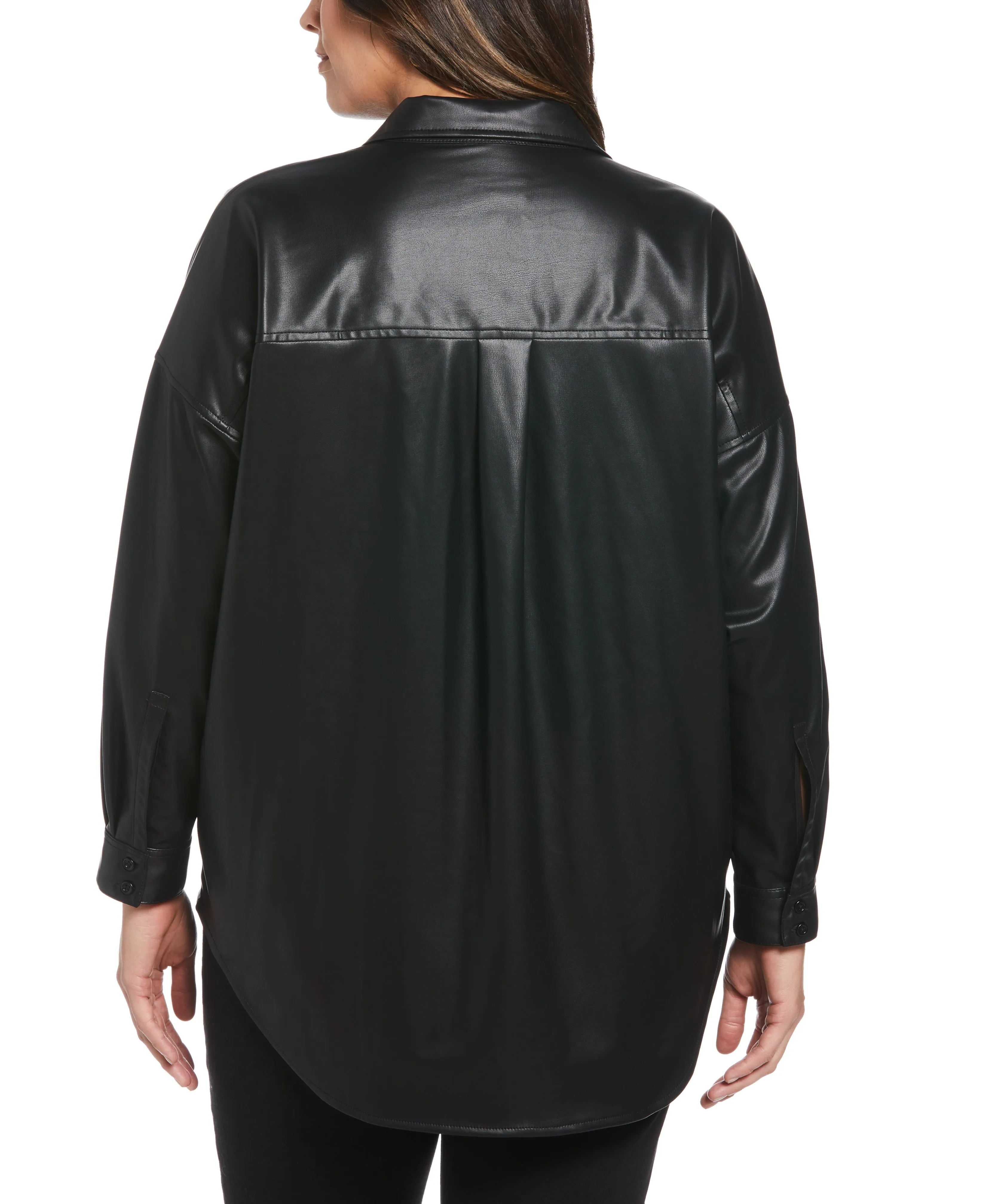 Plus Size Vegan Leather Popover Top