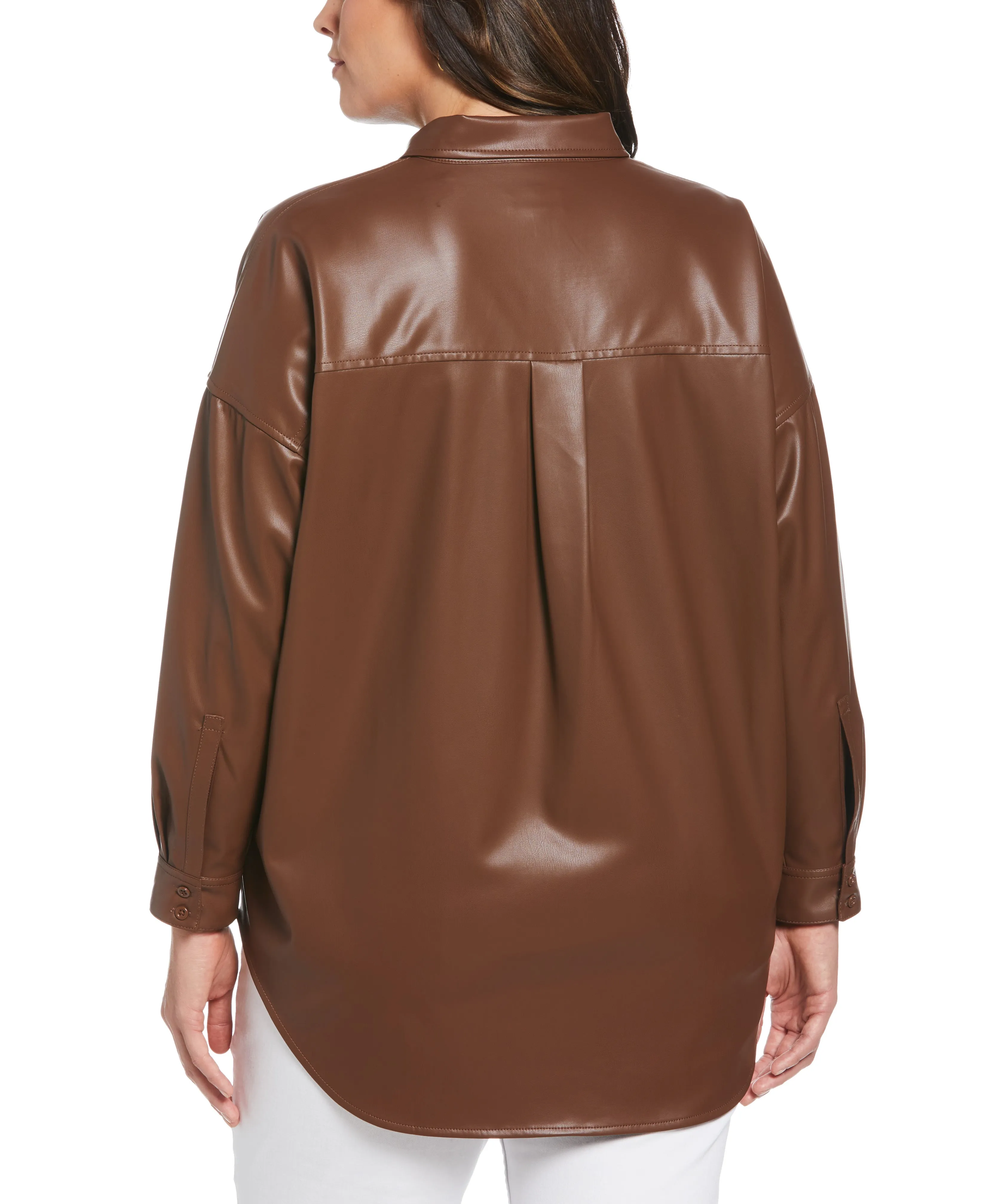 Plus Size Vegan Leather Popover Top