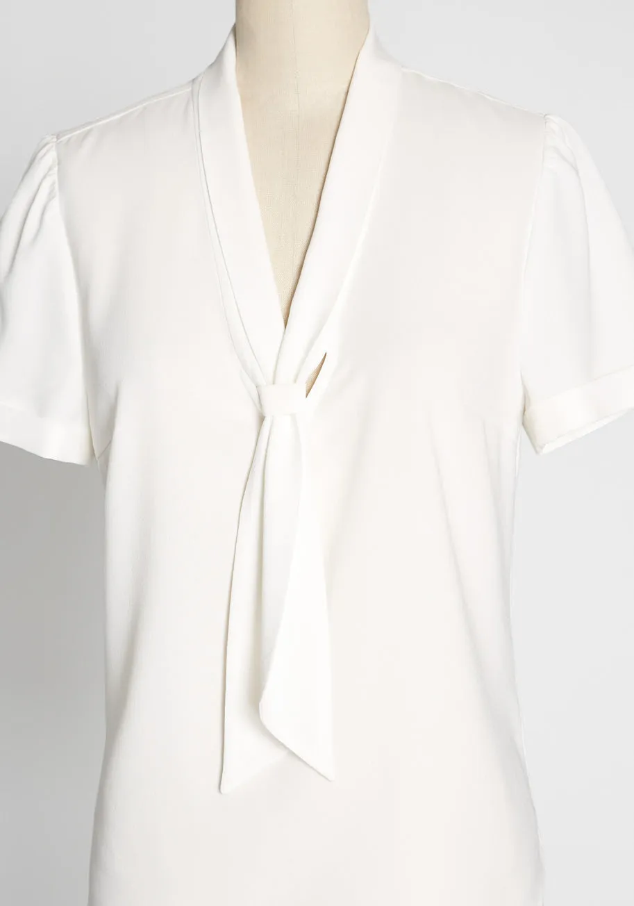 Polished And Playful Tie-Neck Blouse