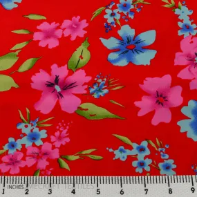 Red Vibrant Floral Cotton Print