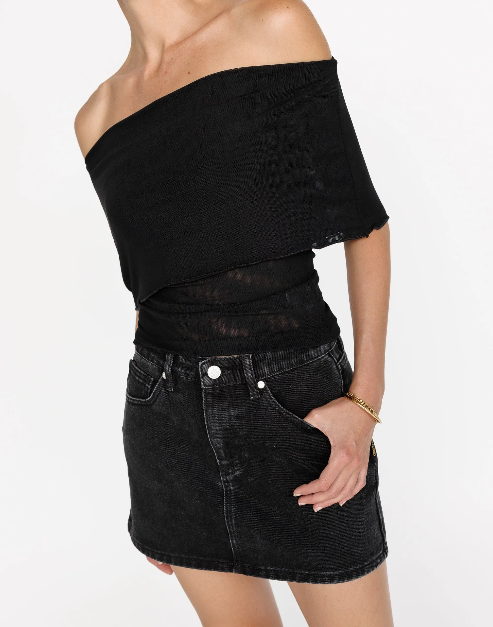 Riri Denim Mini Skirt (Vintage Black)