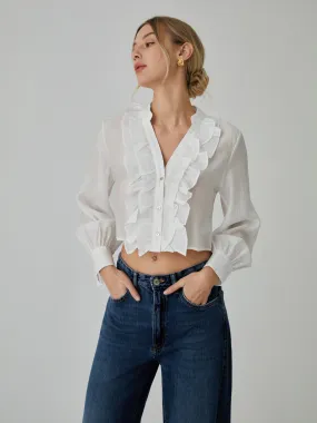 Ruffle Bishop Graceful Sleeve Blouse